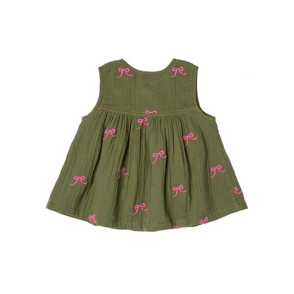 Pink Chicken - Jade Top - Olive Bows - Picture 2 of 2
